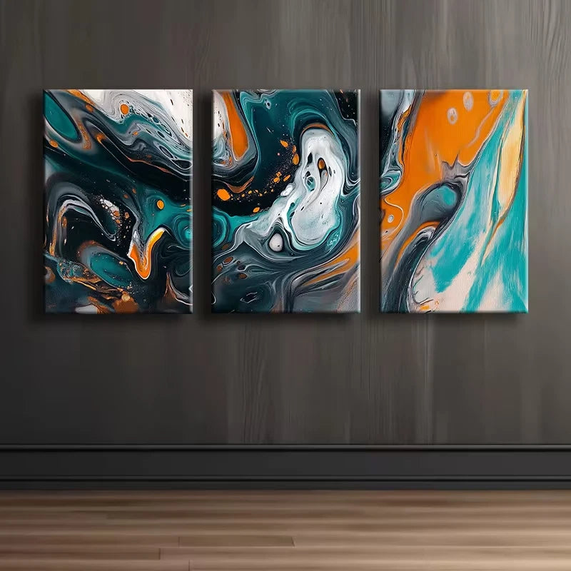 3pcs Clear Stained Glass Leaves Modern Design Wall Art Set Canvas Framed 50x70cm - High Quality Print 100% Australian Made Wall Canvas Ready to Hang