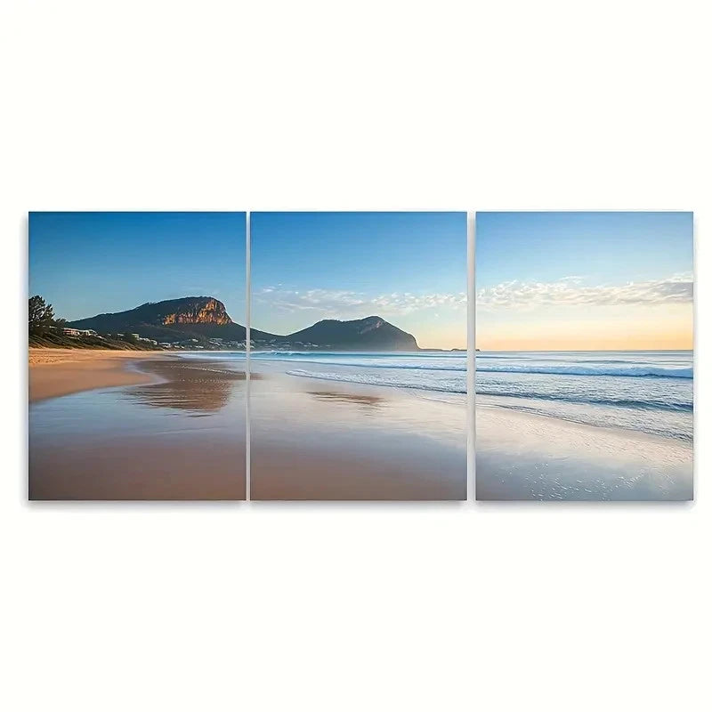 3pcs Avalon Beach Travel Print Australia Wall Art Set Canvas Framed 50x70cm - High Quality Print 100% Australian Made Wall Canvas Ready to Hang