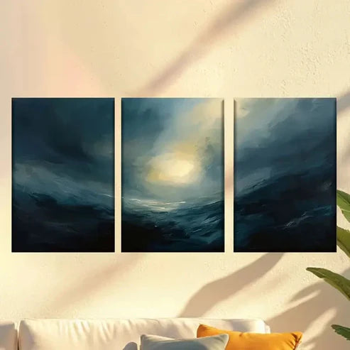 3pcs Dark Abstract Gothic Moon Wall Art Set Canvas Unframed – High Quality Print 100% Australian Made Wall Canvas