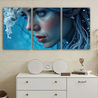 3pcs Woman With Long Hair Metal Print Ready to Hang Art