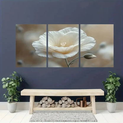 3pcs White Lisianthus Flower Gentian Plant Metal Print Ready to Hang Art