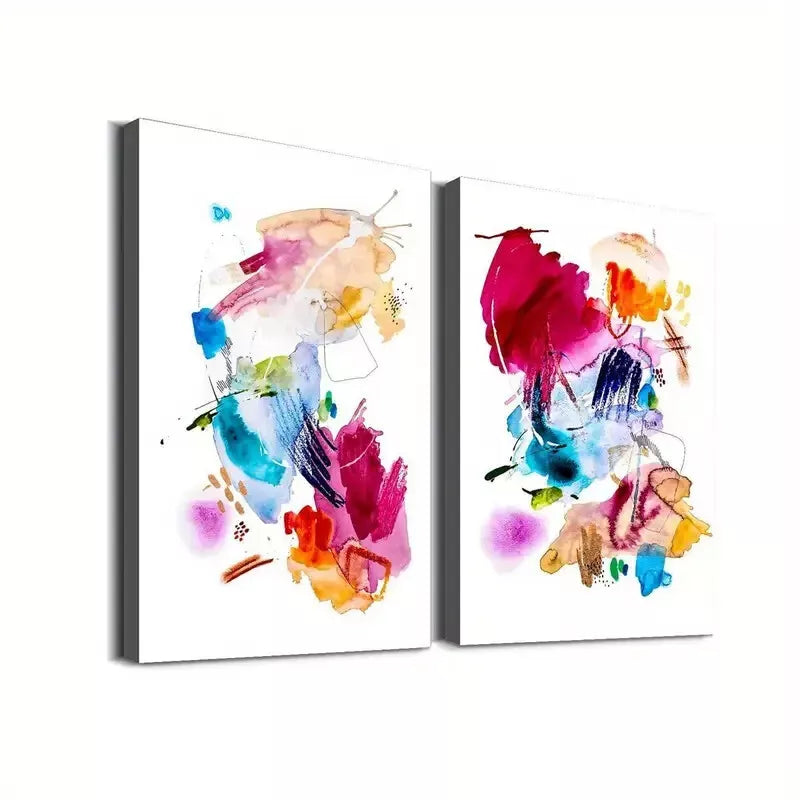 2 Pieces Colorful Abstract Art Framed 50x75cm - High Quality Print 100% Australian Made Wall Canvas Ready to Hang