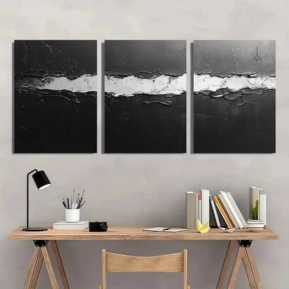 3pcs Minimalist Black and White Abstract Texture Metal Print Ready to Hang Art