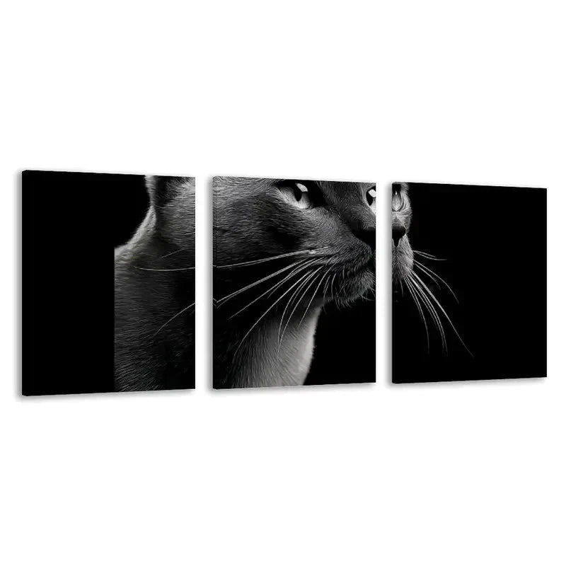 3pcs Russian Blue Cat Decor   Wall Art Set Canvas Framed 60x90cm - High Quality Print 100% Australian Made Wall Canvas Ready to Hang
