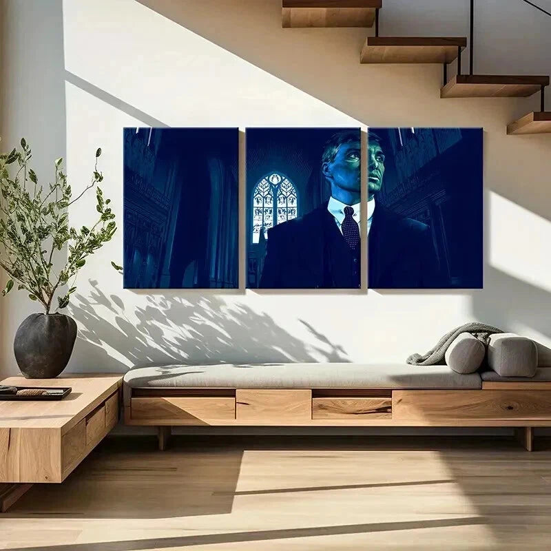 3pcs Thomas Shelby Movie Character Dark Style Wall Art Set Canvas Framed 50x70cm - High Quality Print 100% Australian Made Wall Canvas Ready to Hang