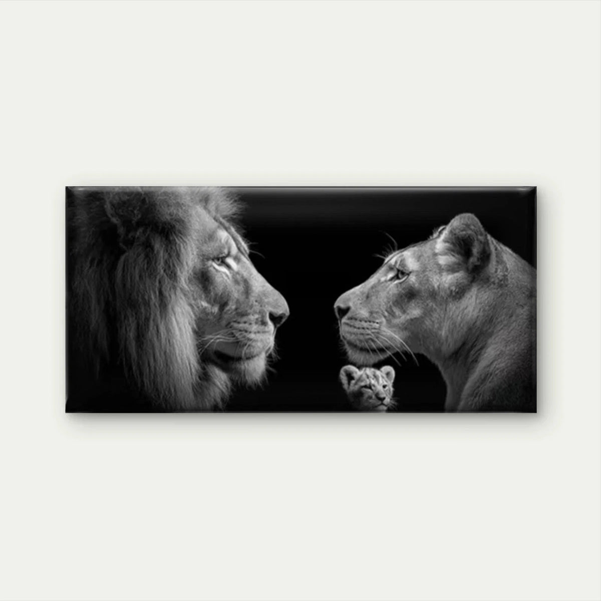 Lioness & Cub Wall Art Canvas Office Home Room Framed 120x60cm