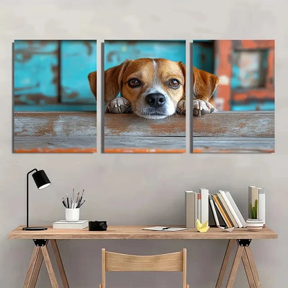 3pcs Beagle Dog Cute Animal Themed Wall Art Set Canvas Framed 40x60cm - High Quality Print 100% Australian Made Wall Canvas Ready to Hang