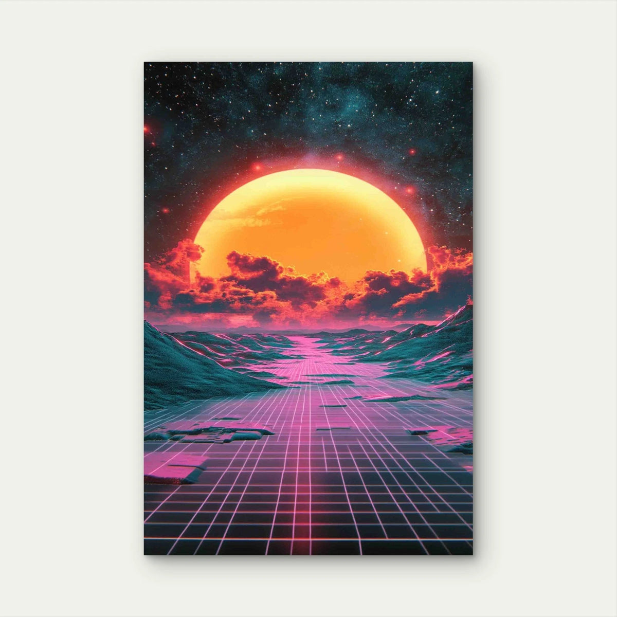 Retro 70s Vibe Background 40x60cm Metal Print Ready to Hang