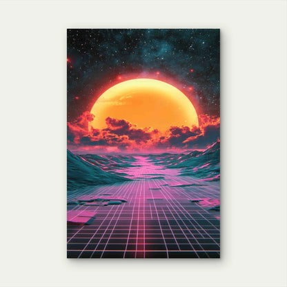 Retro 70s Vibe Background 40x60cm Metal Print Ready to Hang