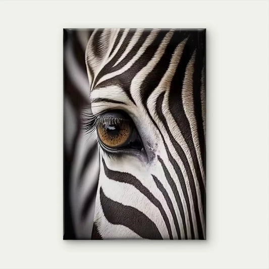 Zebra'S Gaze Realistic Eye Detail Metal Print Ready to Hang