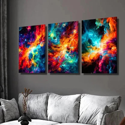 3pcs Abstract Colorful Space Stars Orientation  Wall Art Set Canvas Unframed - High Quality Print 100% Australian Made Wall Canvas