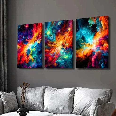 3pcs Abstract Colorful Space Stars Orientation  Wall Art Set Canvas Unframed - High Quality Print 100% Australian Made Wall Canvas