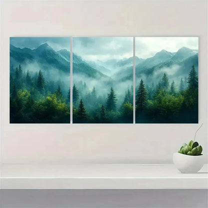 3pcs Appalachian Mountains Watercolor Painting Metal Print Ready to Hang Art