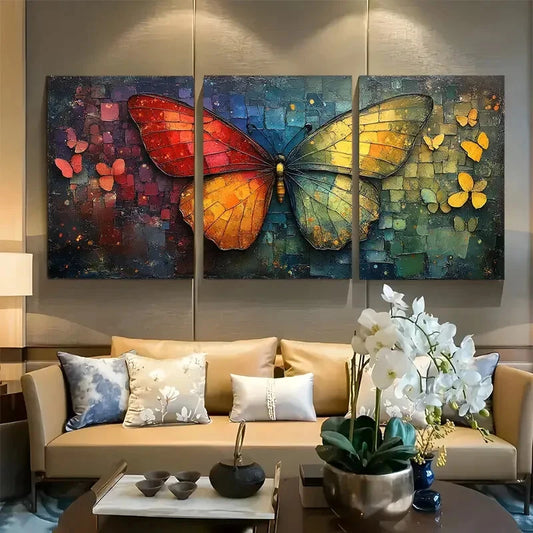 3pcs Magical Rainbow Butterfly Metal Print Ready to Hang Art