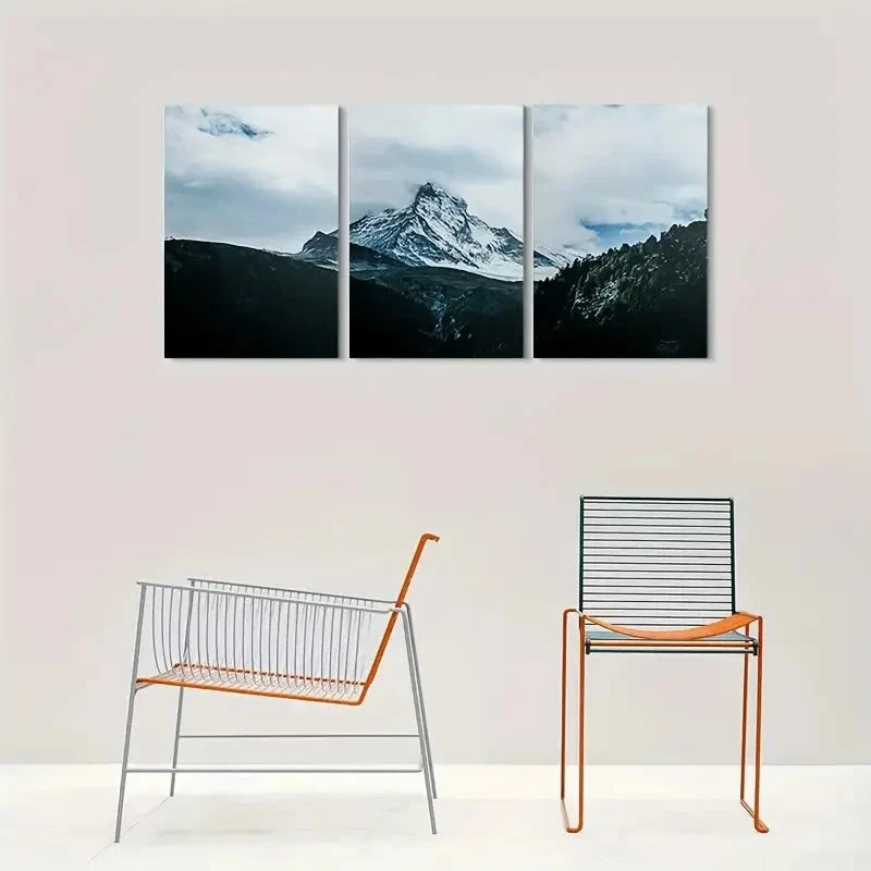 3pcs Snow Capped Mountain Nature Metal Print Ready to Hang Art