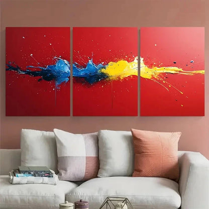 3pcs Abstract Firework Sparkler Golden Sparks Metal Print Ready to Hang Art
