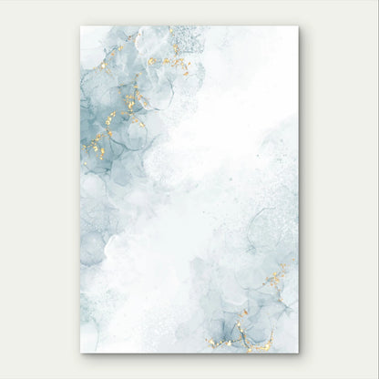 Minimalist Blue and Gold Alcohol Ink Marble 40x60cm Metal Print Ready to Hang