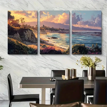 3pcs Carpinteria Bluffs California Scenic Metal Print Ready to Hang Art
