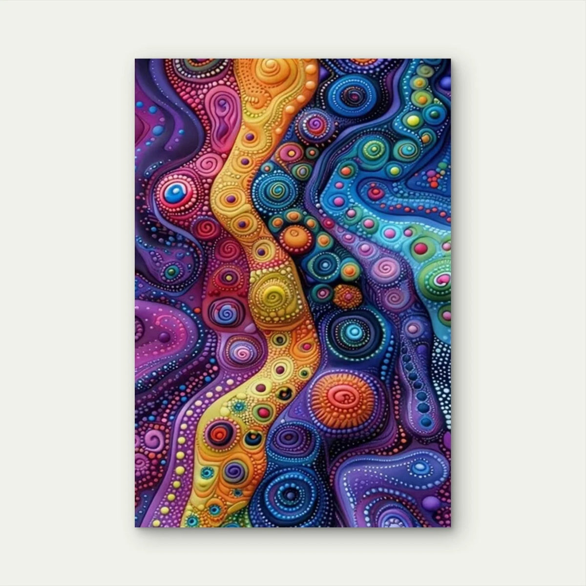 Wavy Line Ocean Currents in Dotted Texture Metal Print Ready to Hang