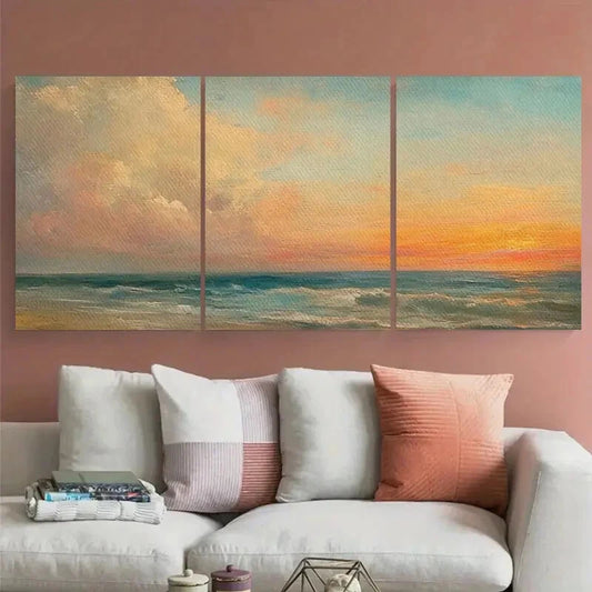 3pcs Vibrant Dark and Moody Seascape Metal Print Ready to Hang Art
