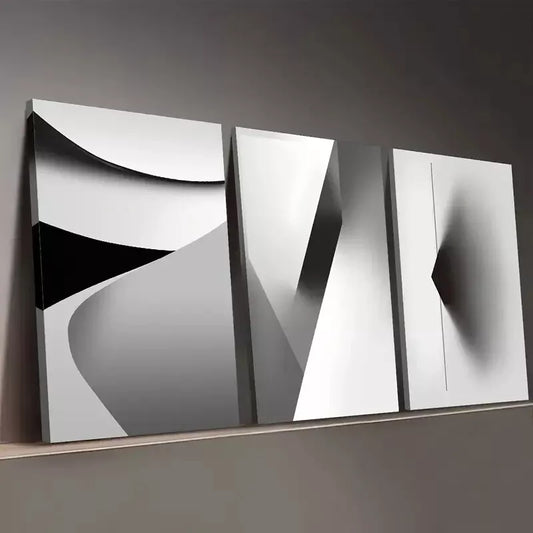 3pcs Minimalist Modern Black And White Abstract Wall Art Set Canvas Framed 50x70cm - High Quality Print 100% Australian Made Wall Canvas Ready to Hang