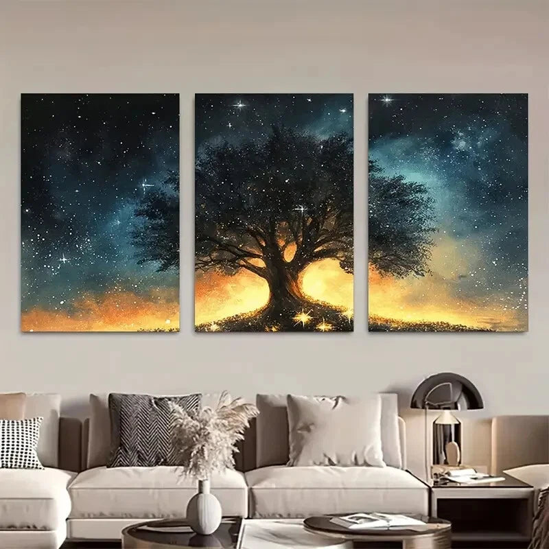 3pcs Serene Landscape with Cherry Blossoms Metal Print Ready to Hang Art