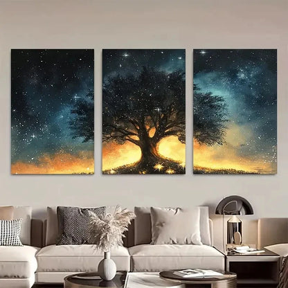 3pcs Serene Landscape with Cherry Blossoms Metal Print Ready to Hang Art