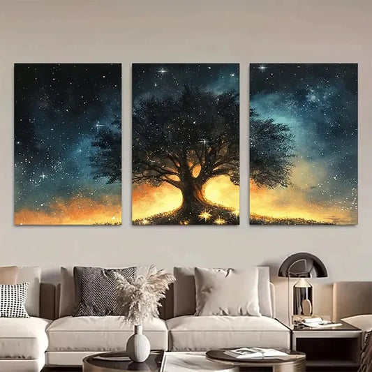 3pcs Serene Landscape with Cherry Blossoms Metal Print Ready to Hang Art