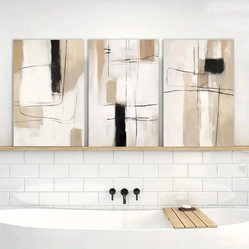 3pcs Painting Modern Abstract Neutral Wall Decor Metal Print Ready to Hang Art