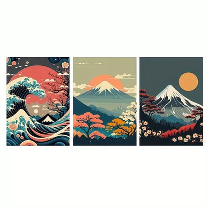 3pcs Japanese Nature Landscape  Wall Art Set Canvas Framed 50x70cm -  High Quality Print 100% Australian Made Wall Canvas Ready to Hang - Bella Home Decor