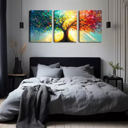 3pcs Colorful Tree Wall Art Canvas Unframed - High Quality Print 100% Australian Made Wall Canvas