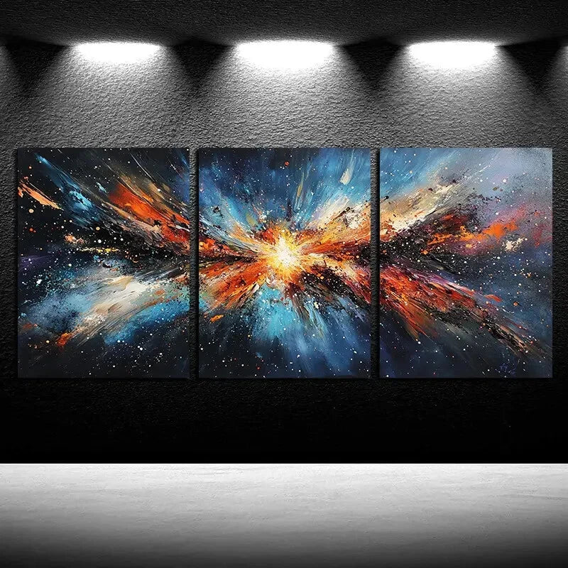 3pcs Vibrant Stunning Nebula Illustration Metal Print Ready to Hang Art