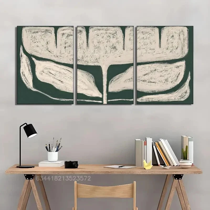 3pcs Vibrant Green And White Wall Art Posters Metal Print Ready to Hang Art