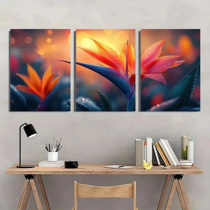 3pcs Bird Of Paradise Tropical Plant Perfect Wall Art Set Canvas Framed 40x60cm - High Quality Print 100% Australian Made Wall Canvas Ready to Hang