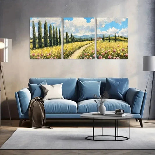 3pcs Summer Rose Garden Vibrant Metal Print Ready to Hang Art