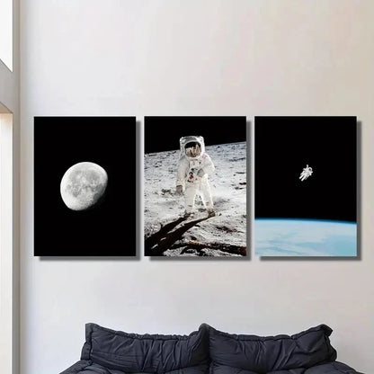 3pcs Science Fiction Themed Ink Painting ,Metal Print Ready to Hang Art