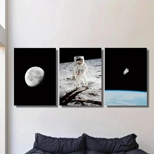 3pcs Science Fiction Themed Ink Painting ,Metal Print Ready to Hang Art