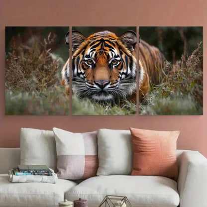 3pcs Majestic Tiger Vivid Wildlife Photography Metal Print Ready to Hang Art