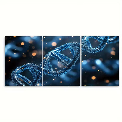 3pcs Blue DNA Molecules Science Metal Print Ready to Hang Art