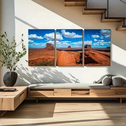 3pcs Yellowstone Park Monument Valley Wall Art Set Canvas Framed 40x60cm - High Quality Print 100% Australian Made Wall Canvas Ready to Hang