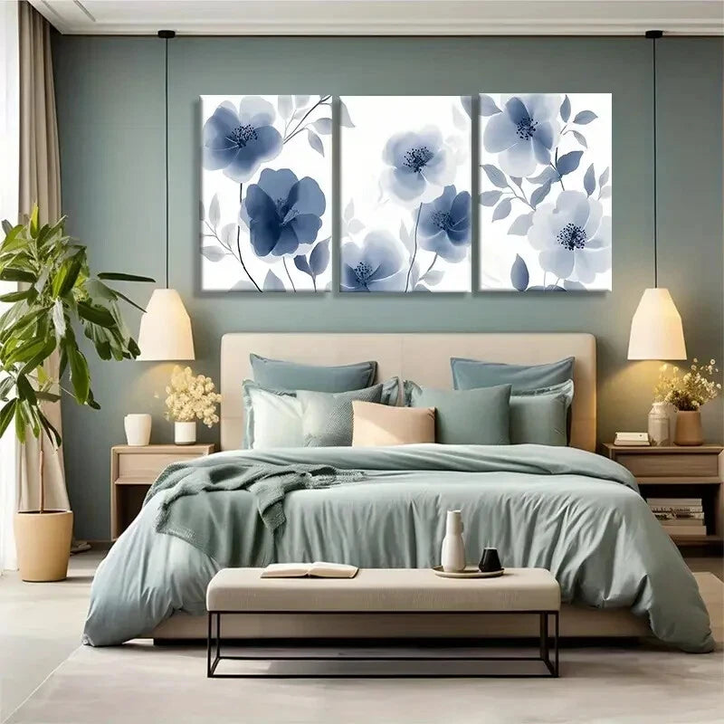 3pcs Elegant Floral Transparent Petal Blossom Metal Print Ready to Hang Art