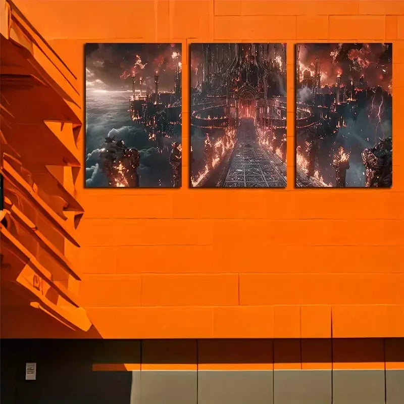 3pcsRoadway To A Foreboding Castle     Wall Art Set Canvas Framed 50x70cm -  High Quality Print 100% Australian Made Wall Canvas Ready to Hang - Bella Home Decor