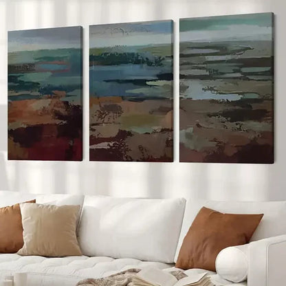 3pcs Mid Century Modern Sage Green Canvas Framed 60x90cm - High Quality Print 100% Australian Made Wall Canvas Ready to Hang