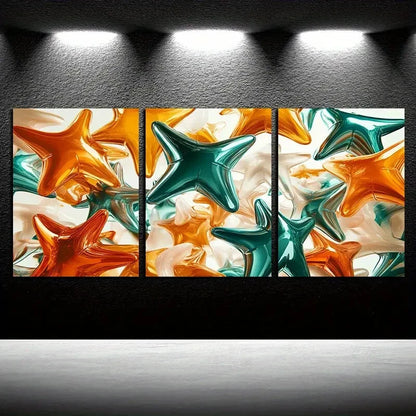 3pcs Vibrant Abstract Flower Balloon Design Metal Print Ready to Hang Art