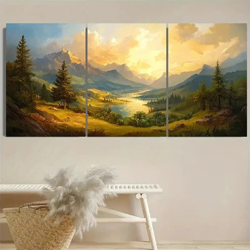 3pcs European Landscape Wall Art Set Canvas Unframed - High Quality Print 100% Australian Made Wall Canvas