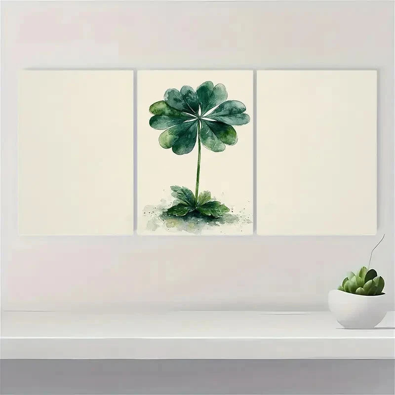 3pcs St. Patrick's Day Shamrock Watercolor Art Metal Print Ready to Hang Art
