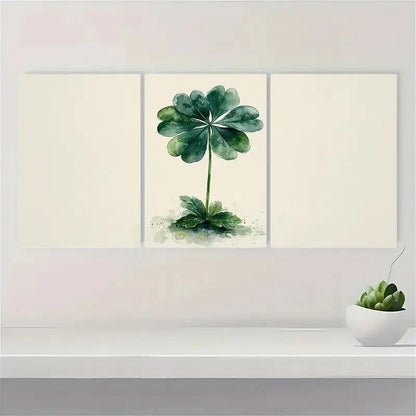 3pcs St. Patrick's Day Shamrock Watercolor Art Metal Print Ready to Hang Art