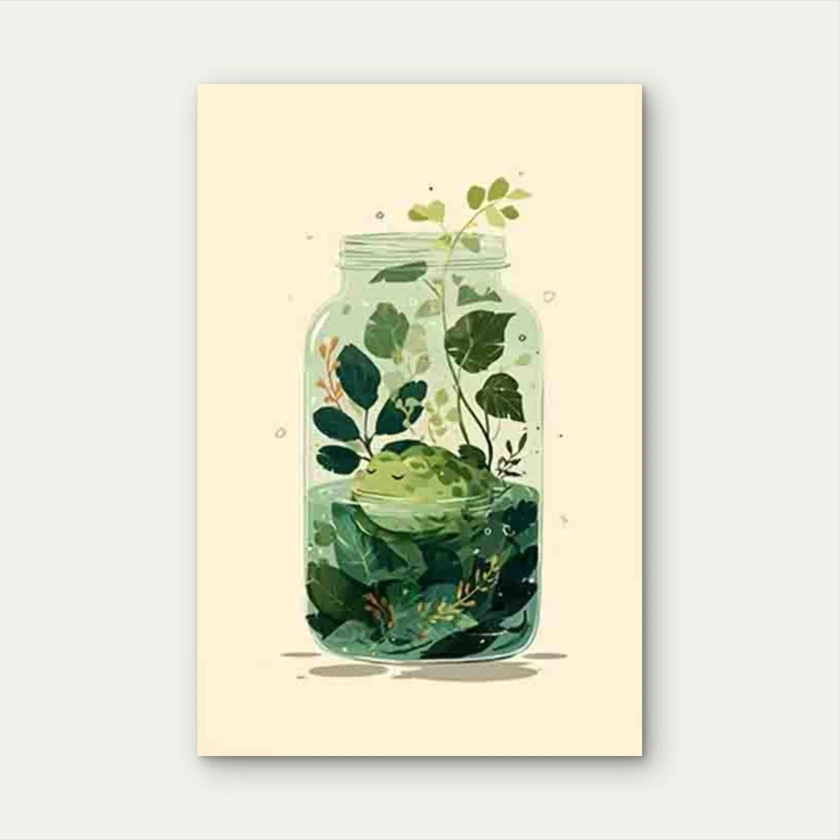 Frog Sanctuary in Bottle Metal Print Ready to Hang
