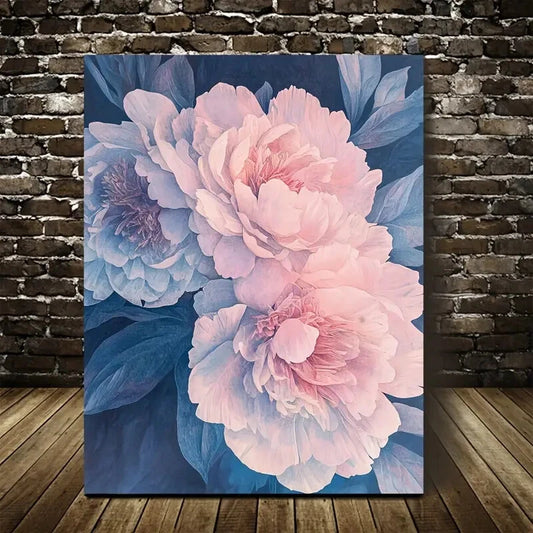 Beautiful Beautiful Peony Pink Purple Painting 40x60cm Metal Print Ready to Hang