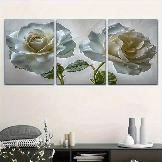 3pcs Exquisite Rose Floral Hanging Metal Print Ready to Hang Art